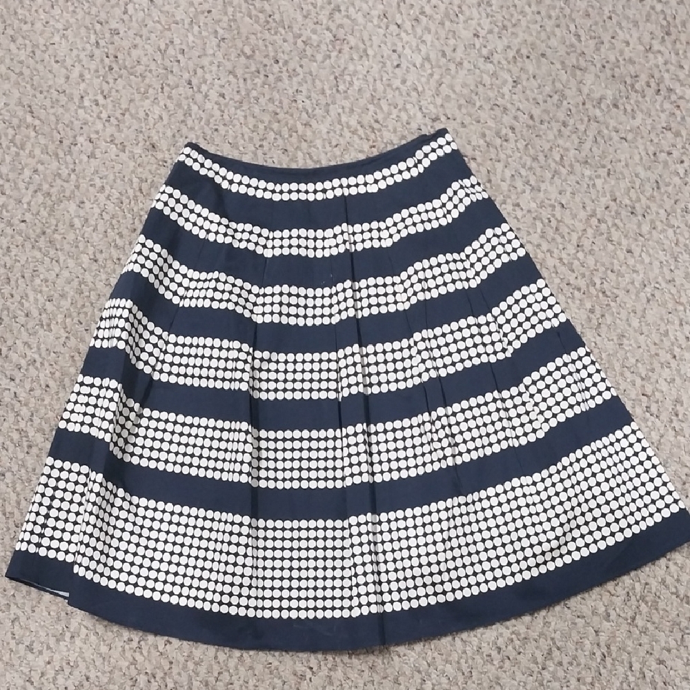 Talbots Navy and White Polka Dot A-Line Skirt